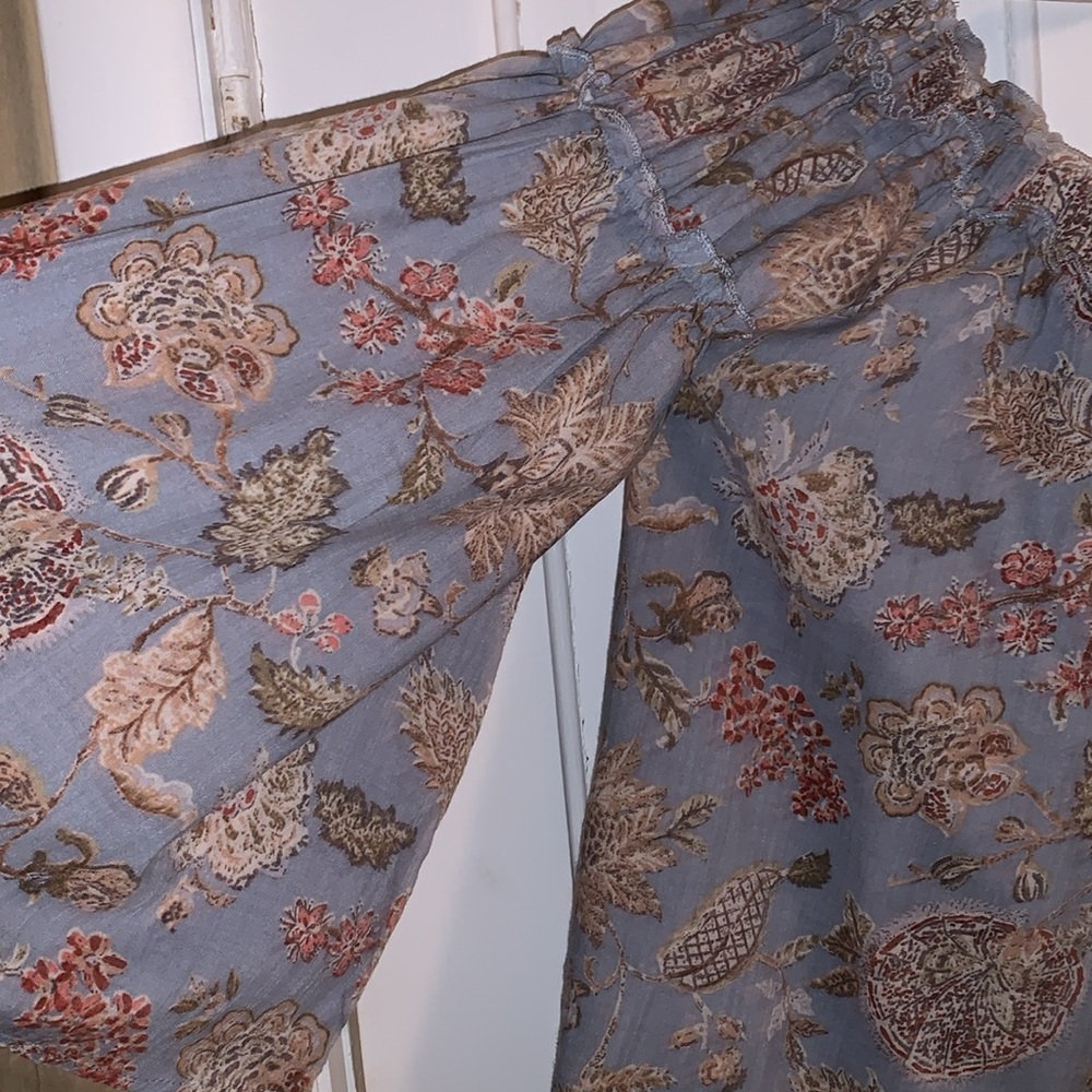 Umgee Bo ho top SIZE Small Cute sleeve detail Off shoulder option Blue Gray - Picture 5 of 5